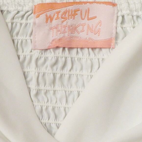 Wishful Thinking Womens Pullover Puff Sleeve Crop Top, Sweetheart White S NWOT - Picture 3 of 11